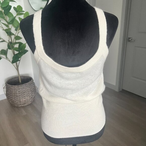 Fredini Wms Wool/Angora Ivory Tank Classic Minimalist Coquette Balletcore - Picture 2 of 4